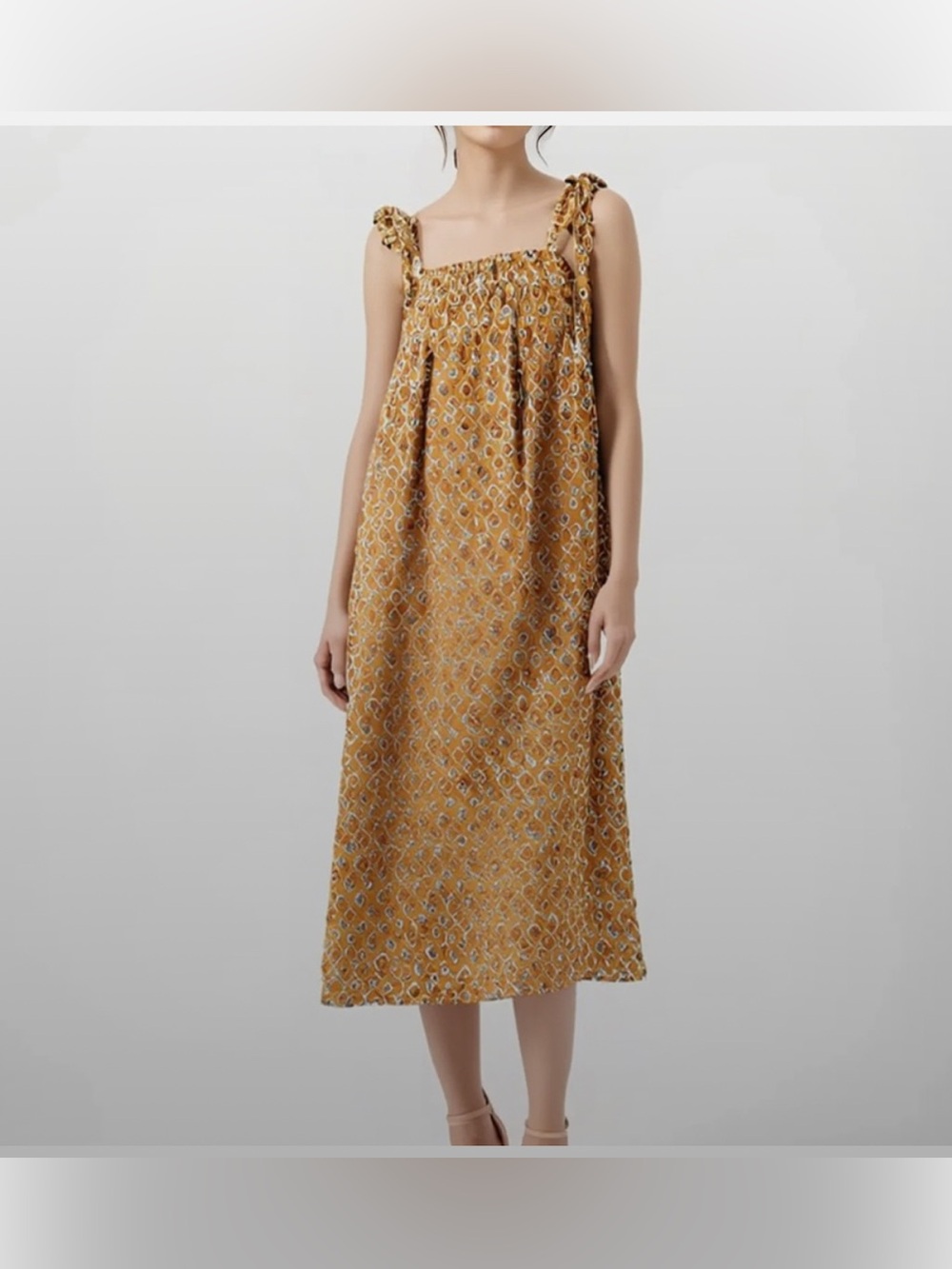 EX VOTO VINTAGE Iris Sundress Orange Block Print XS/S